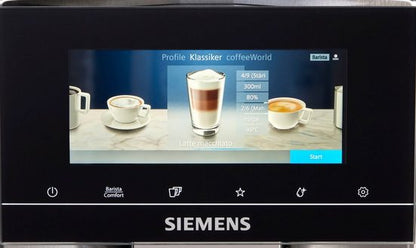 SIEMENS Kaffeevollautomat EQ900 TQ903D43, intuitives 6,8" TFT-Display, Geräuschreduzierung App-Steuerung, Barista-Modus, AromaSelect, 3 Profile, edelstahl