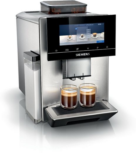SIEMENS Kaffeevollautomat EQ900 TQ903D43, intuitives 6,8" TFT-Display, Geräuschreduzierung App-Steuerung, Barista-Modus, AromaSelect, 3 Profile, edelstahl